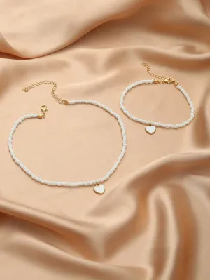 10037 1b-076 Set dos piezas collar y pulsera con corazón