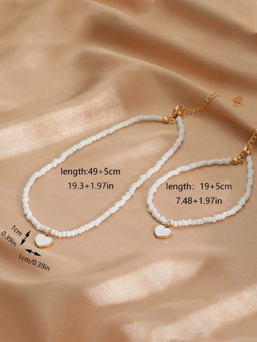 10037 1b-076 Set dos piezas collar y pulsera con corazón