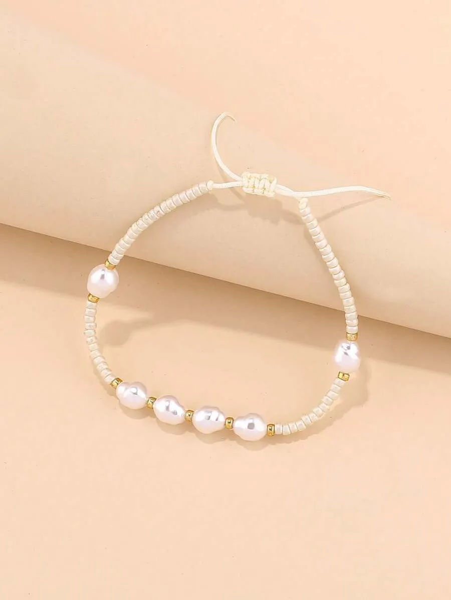 10924 01-b03-02 Una Pieza Pulsera Con Perlas