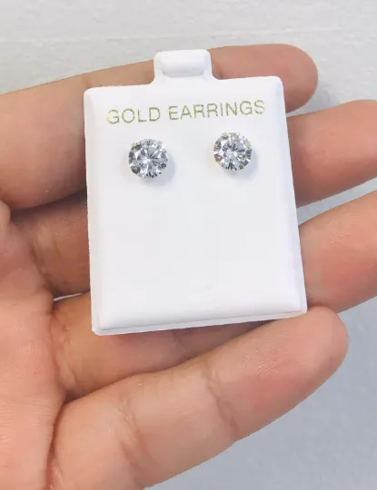 10K Yellow Gold CZ Earrings 1.5 to 7mm Stud Push Back Earrings / Womens Earrings /Aretes para Mujer en Oro Real / Push Back Earrings / Stud Earrings