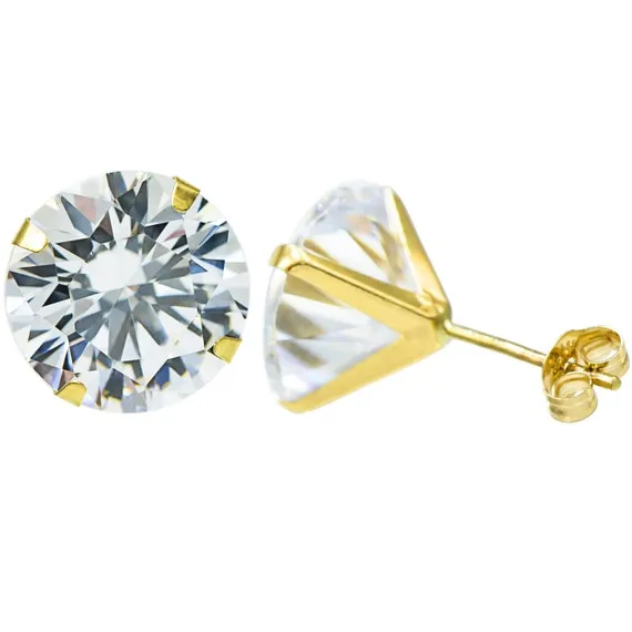 10K Yellow Gold CZ Earrings 1.5 to 7mm Stud Push Back Earrings / Womens Earrings /Aretes para Mujer en Oro Real / Push Back Earrings / Stud Earrings