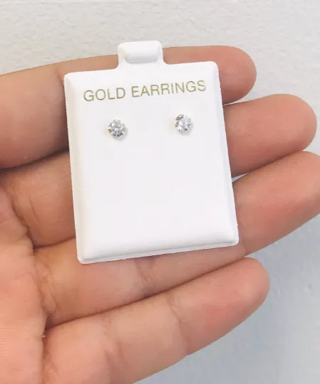 10K Yellow Gold CZ Earrings 1.5 to 7mm Stud Push Back Earrings / Womens Earrings /Aretes para Mujer en Oro Real / Push Back Earrings / Stud Earrings