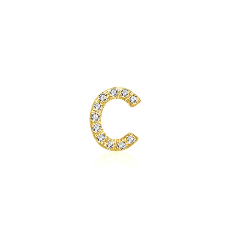18k Gold Initial Letter "C" Diamond Pandent