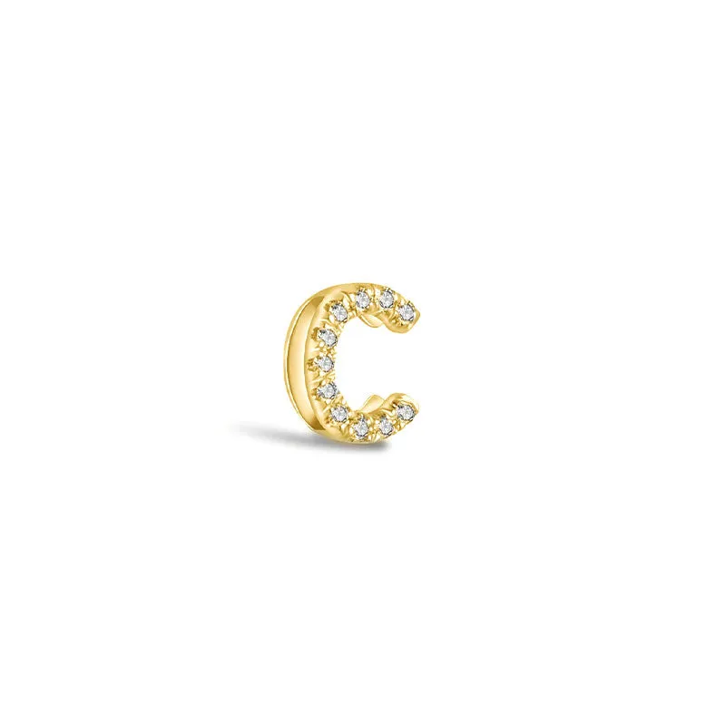 18k Gold Initial Letter "C" Diamond Pandent