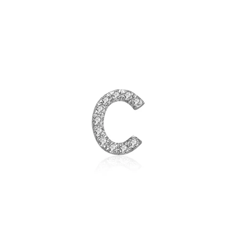 18k Gold Initial Letter "C" Diamond Pandent