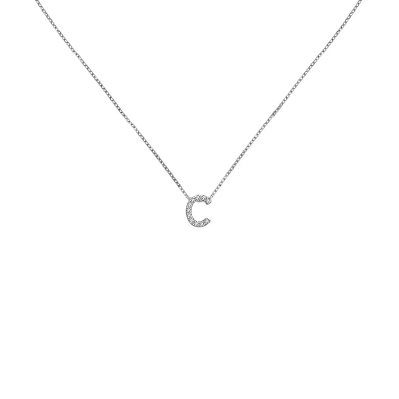 18k Gold Initial Letter "C" Diamond Pandent