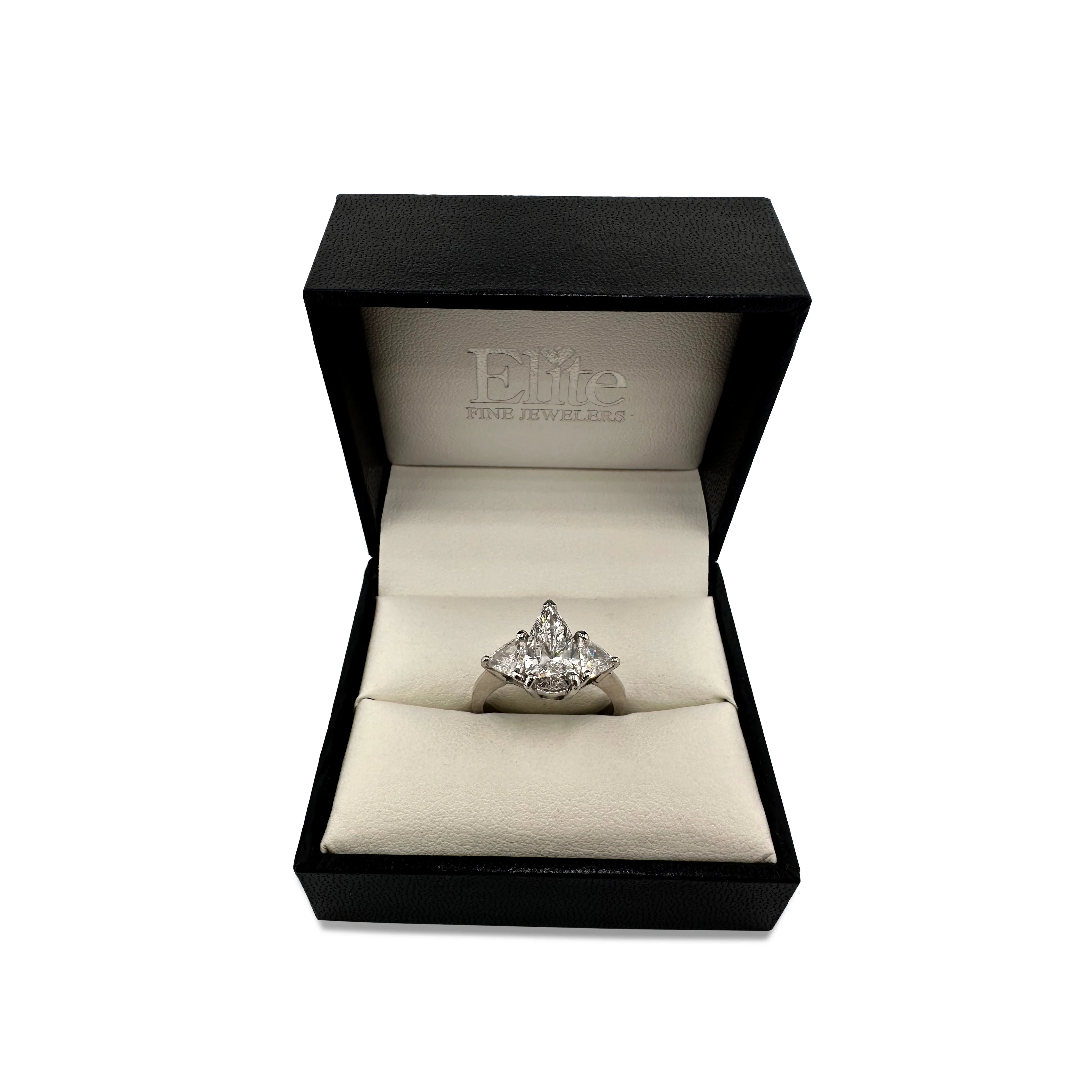2.08cts Pear With Trilliant Sides Natural Diamond 3-Stone Platinum Engagement Ring
