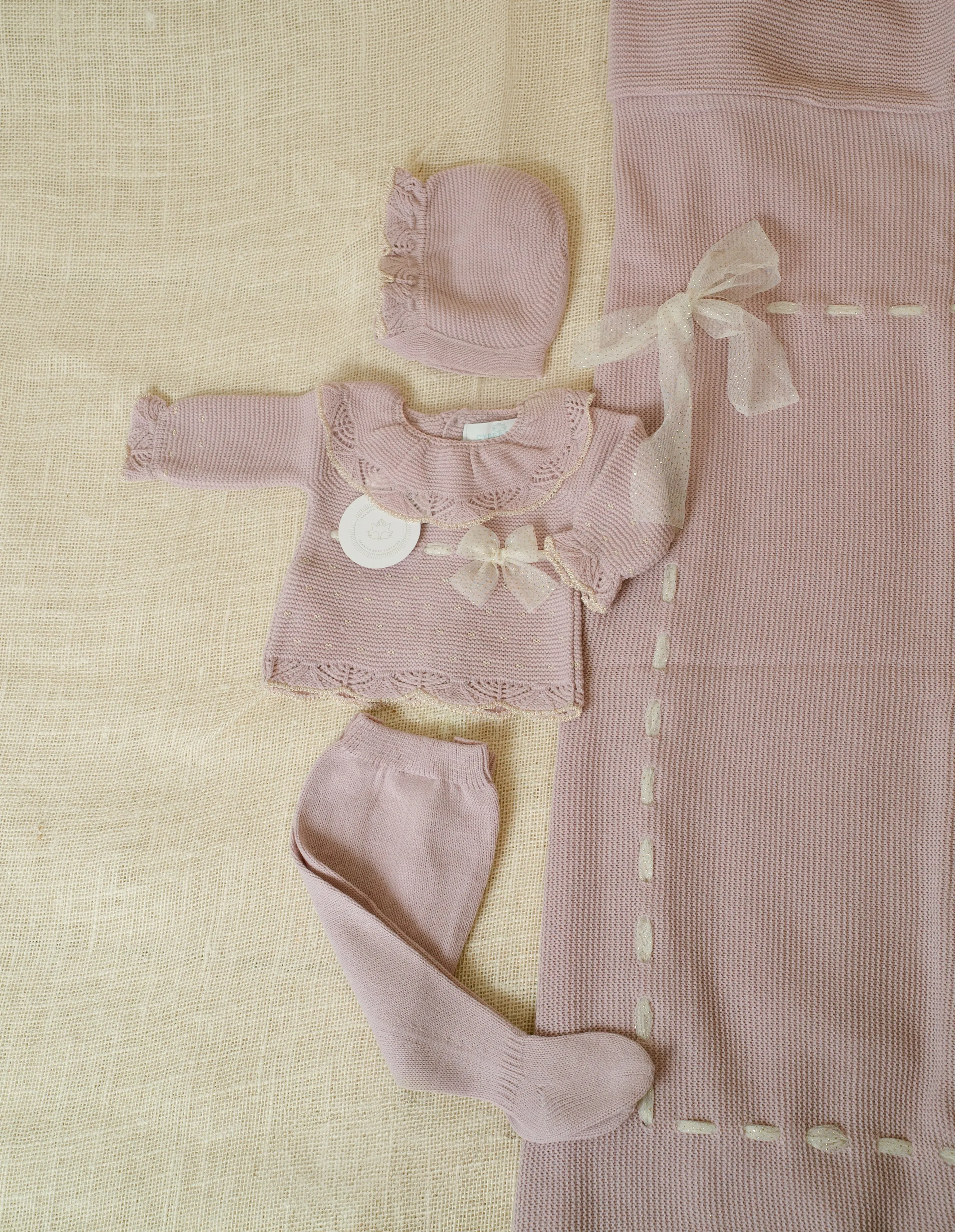 Admirar SET (2 colors AVAILABLE) #9412 -  Four Pieces Knitted Outfit for Newborn