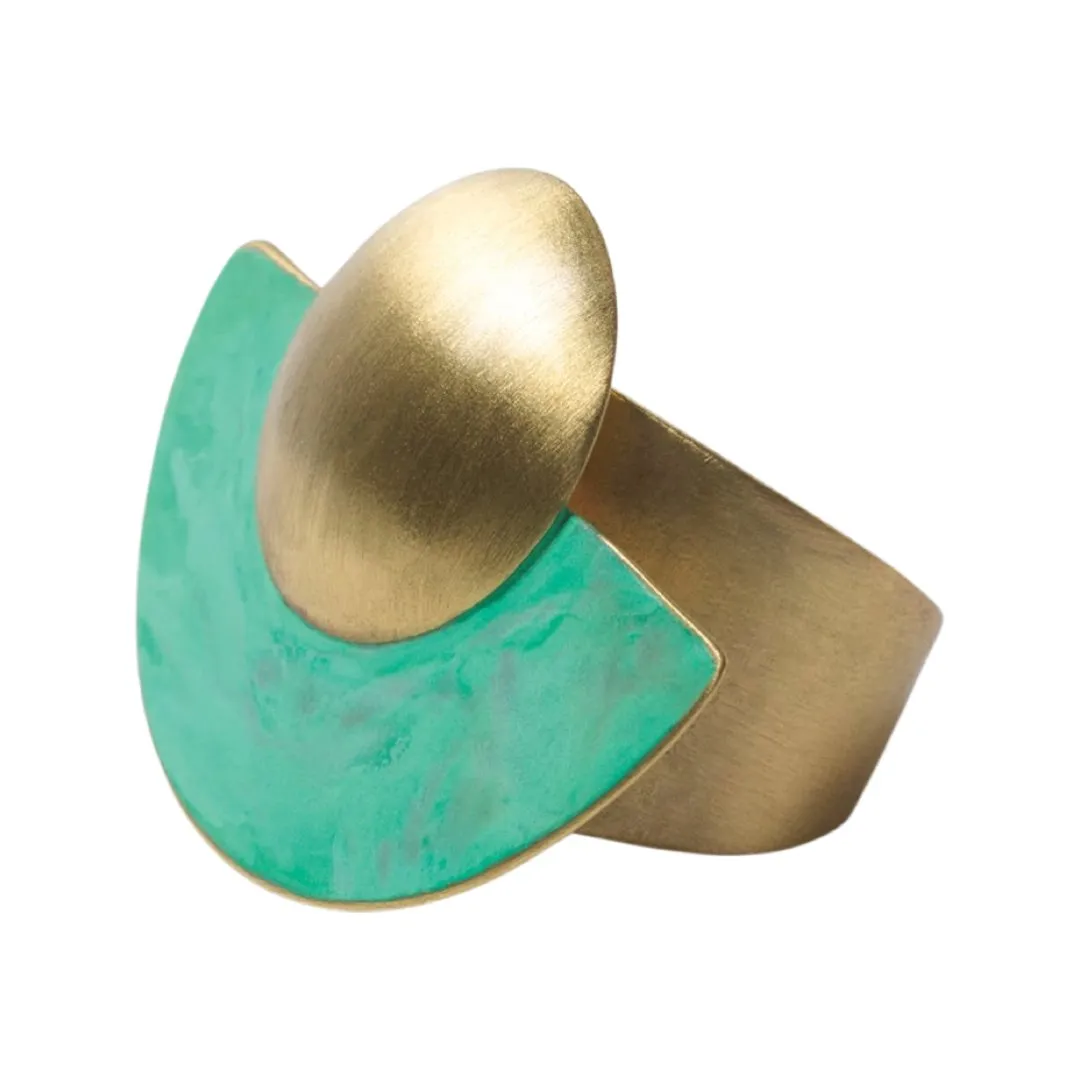 ASAMI GREEN OXIDATED BRASS RING BY KATERINA VASSOU