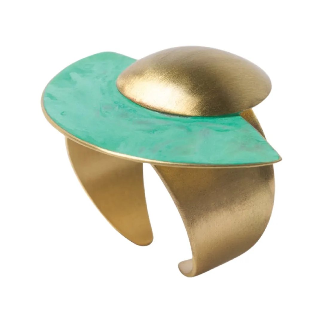 ASAMI GREEN OXIDATED BRASS RING BY KATERINA VASSOU