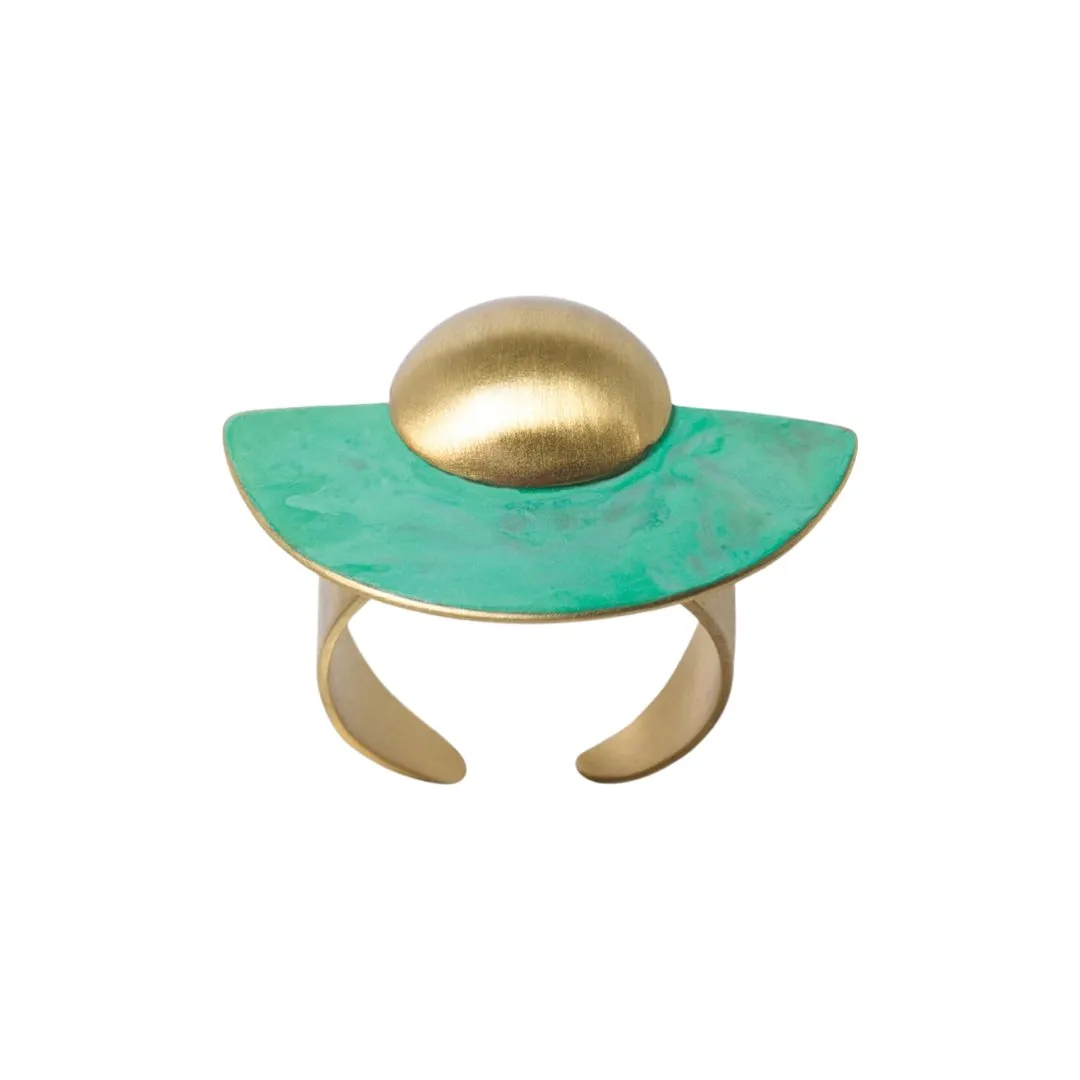 ASAMI GREEN OXIDATED BRASS RING BY KATERINA VASSOU