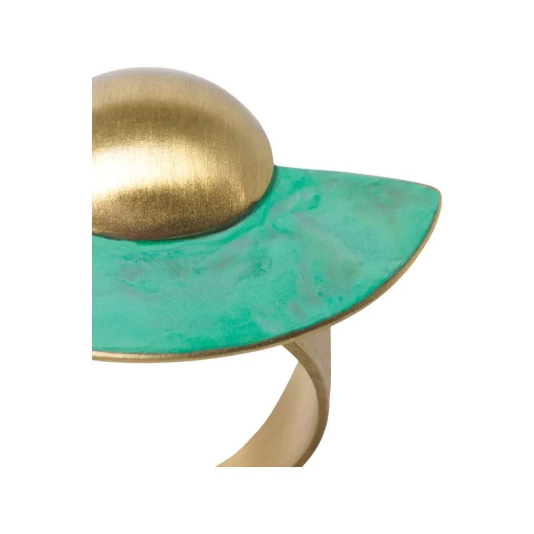 ASAMI GREEN OXIDATED BRASS RING BY KATERINA VASSOU