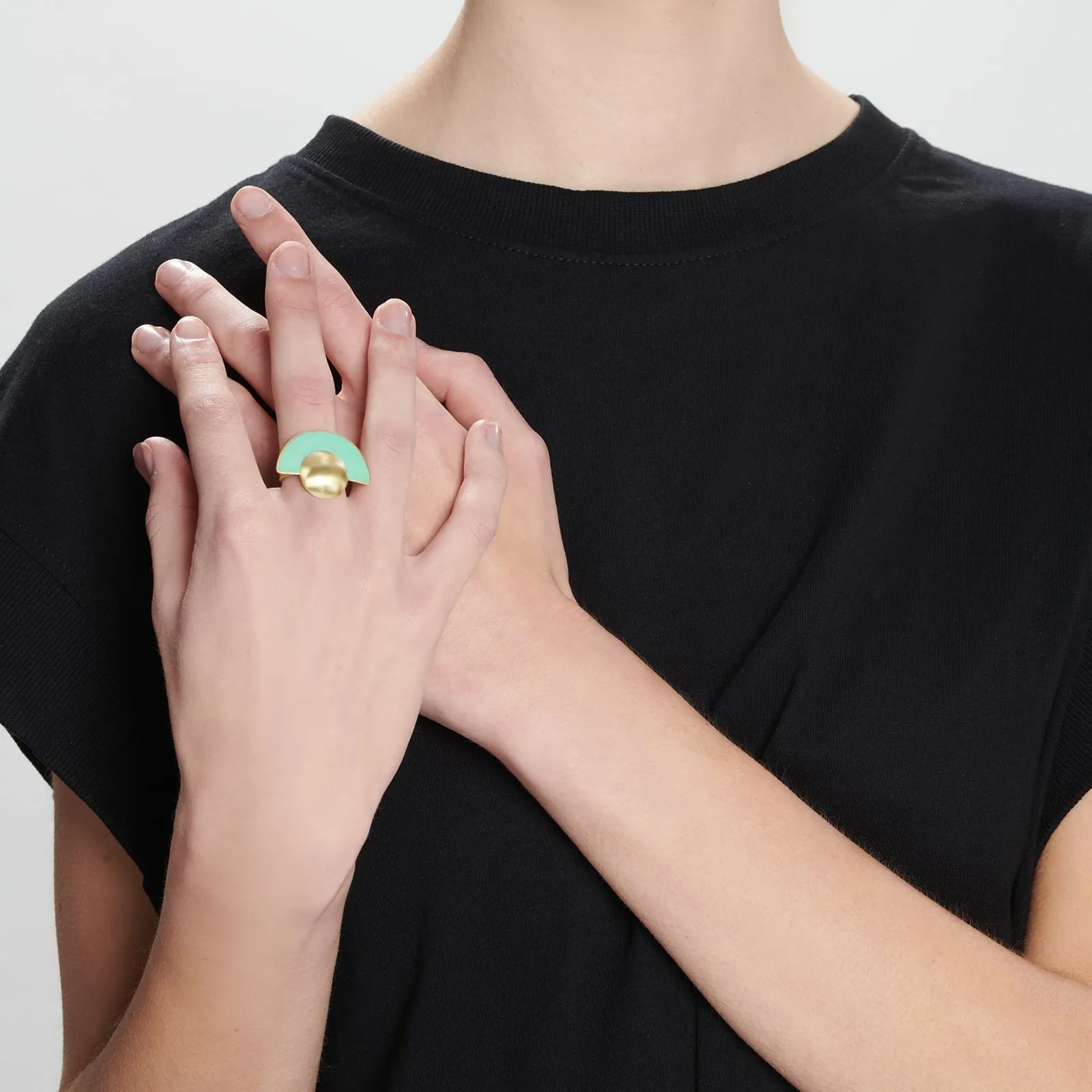 ASAMI GREEN OXIDATED BRASS RING BY KATERINA VASSOU