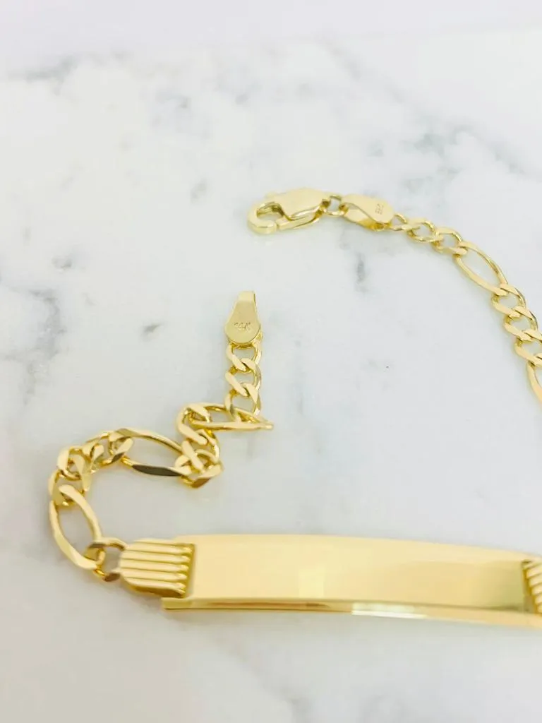 Baby ID Bracelet 6" / Figaro Link Baby Bracelet 3.9g 3.5mm / 14K Solid Gold / Kids Jewelry