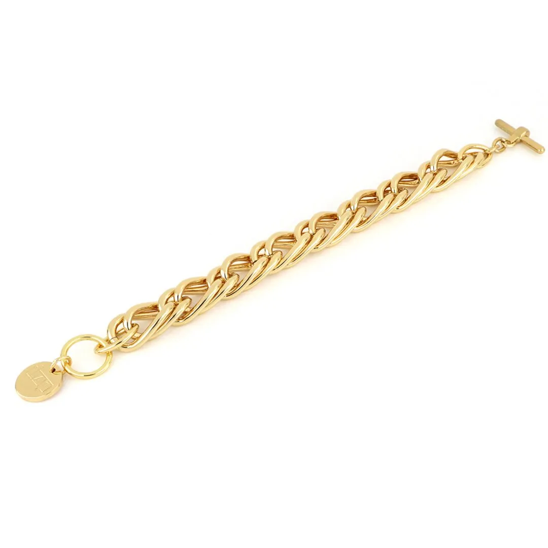 Bracciale in bronzo dorato con catena spiga - 1865