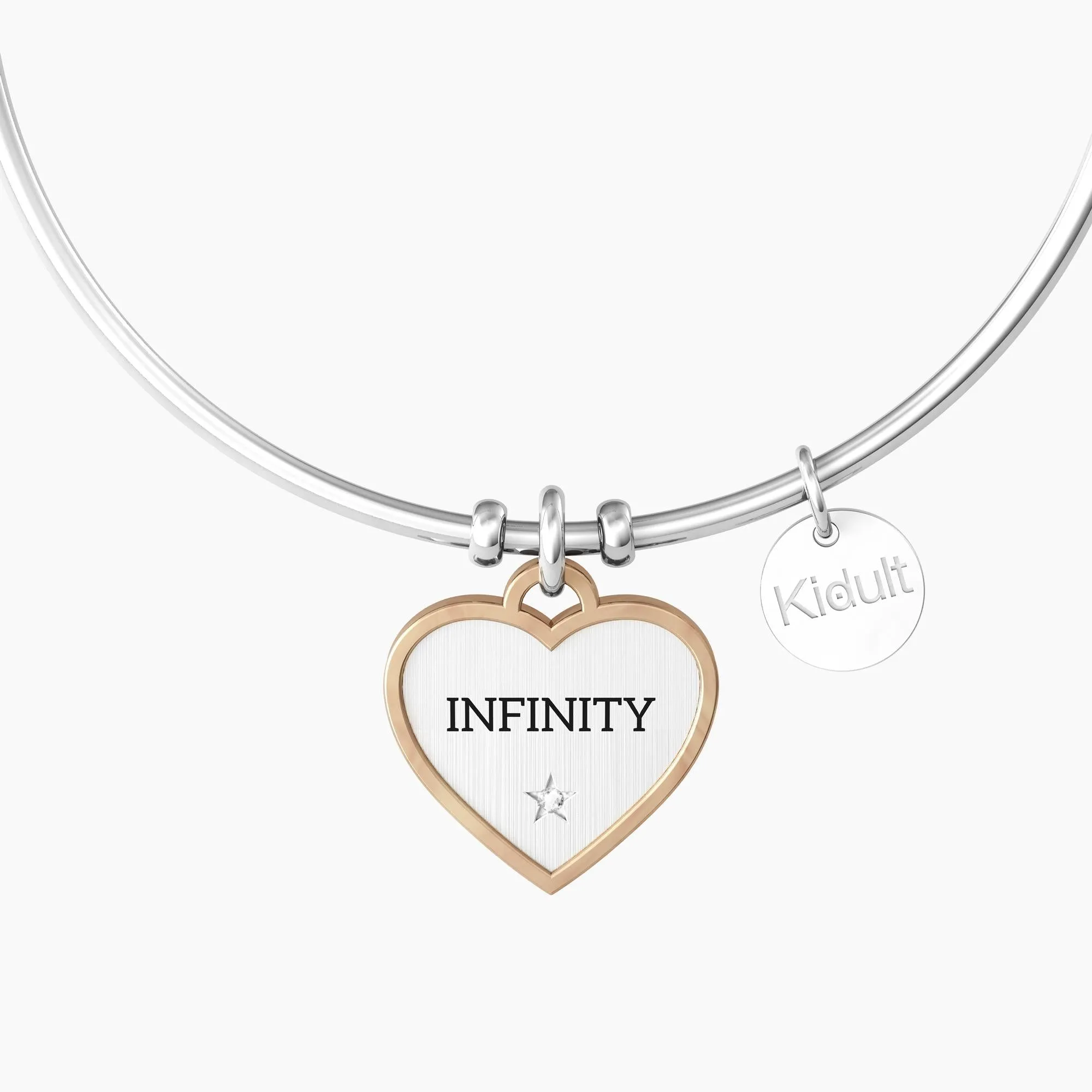Bracciale rigido con simbolo infinito e rifinitura borchiata CUORE |INFINITO - 732074