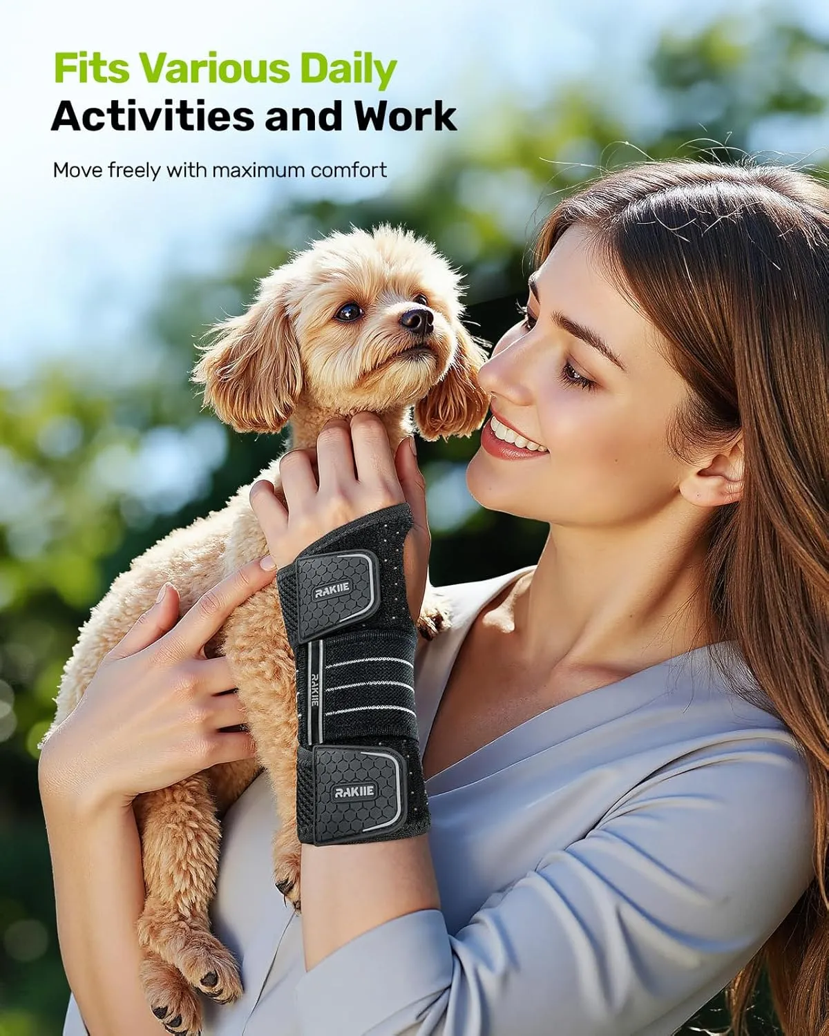Carpal Tunnel Wrist Brace, Adjustable Night Wrist Support with 3 Metal Splints, Hand Brace for Men Women No Pressure on Thumb, Splint Stabilizer for Work, Gray Right Hand, Size S(5.12-6.69")
