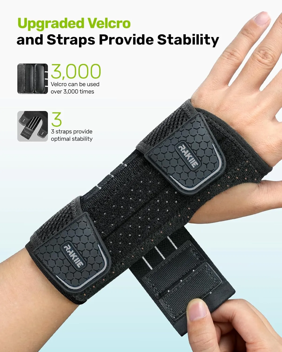 Carpal Tunnel Wrist Brace, Adjustable Night Wrist Support with 3 Metal Splints, Hand Brace for Men Women No Pressure on Thumb, Splint Stabilizer for Work, Gray Right Hand, Size S(5.12-6.69")
