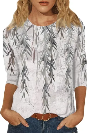 ChicCrate Womens Tops 3/4 Sleeve T-Shirts Crew Neck Loose Casual Tunic Blouses Fashion 2025 Shirts Graphic Tees