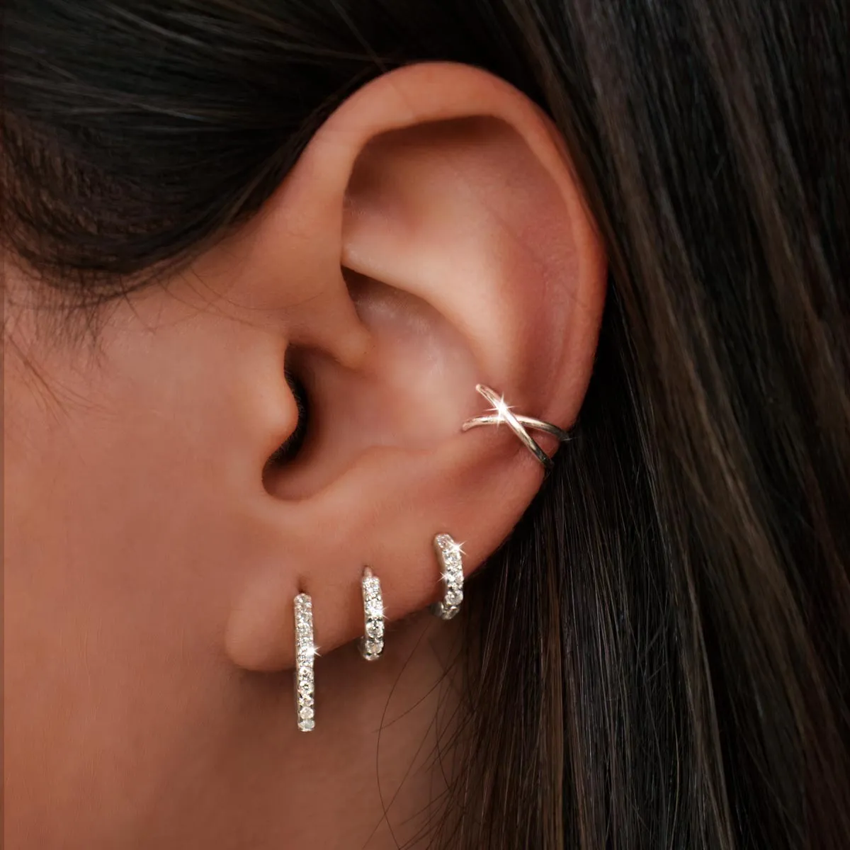 Cleo L Silver Hoop Earrings