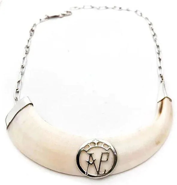 collar navaja de jabalí personalizado con plata