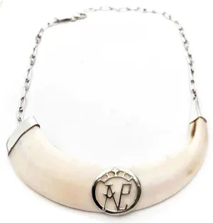 collar navaja de jabalí personalizado con plata