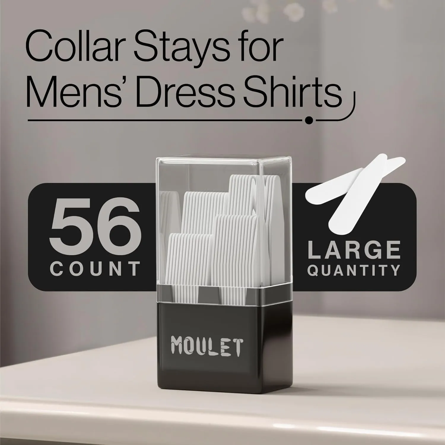 Collar Stays - 56-Piece Set in 4 Sizes with Precision Case ??Gift for Sharp-Dressed Men