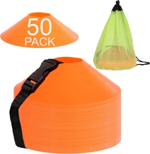 Durable and Flexible Soccer Cones (Set of 50) - Highly Visible Cones for Sports Training - Ideal Soccer Cones for Training