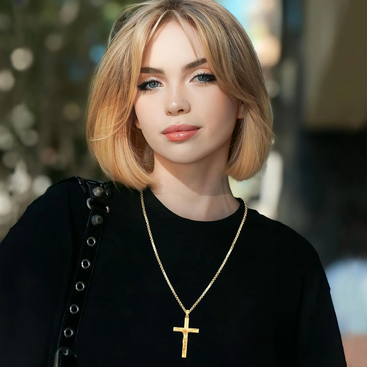 Eusense Cross Necklace for Women Men Crucifix Pendant Sterling Silver 925 Cruz De Caravaca Cross Jesus Crucifix Jewelry