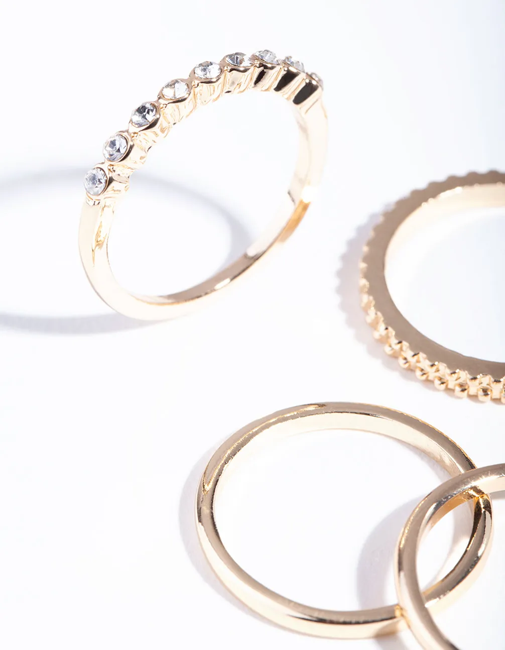 Gold Rainbow Diamante Ring 5 Pack