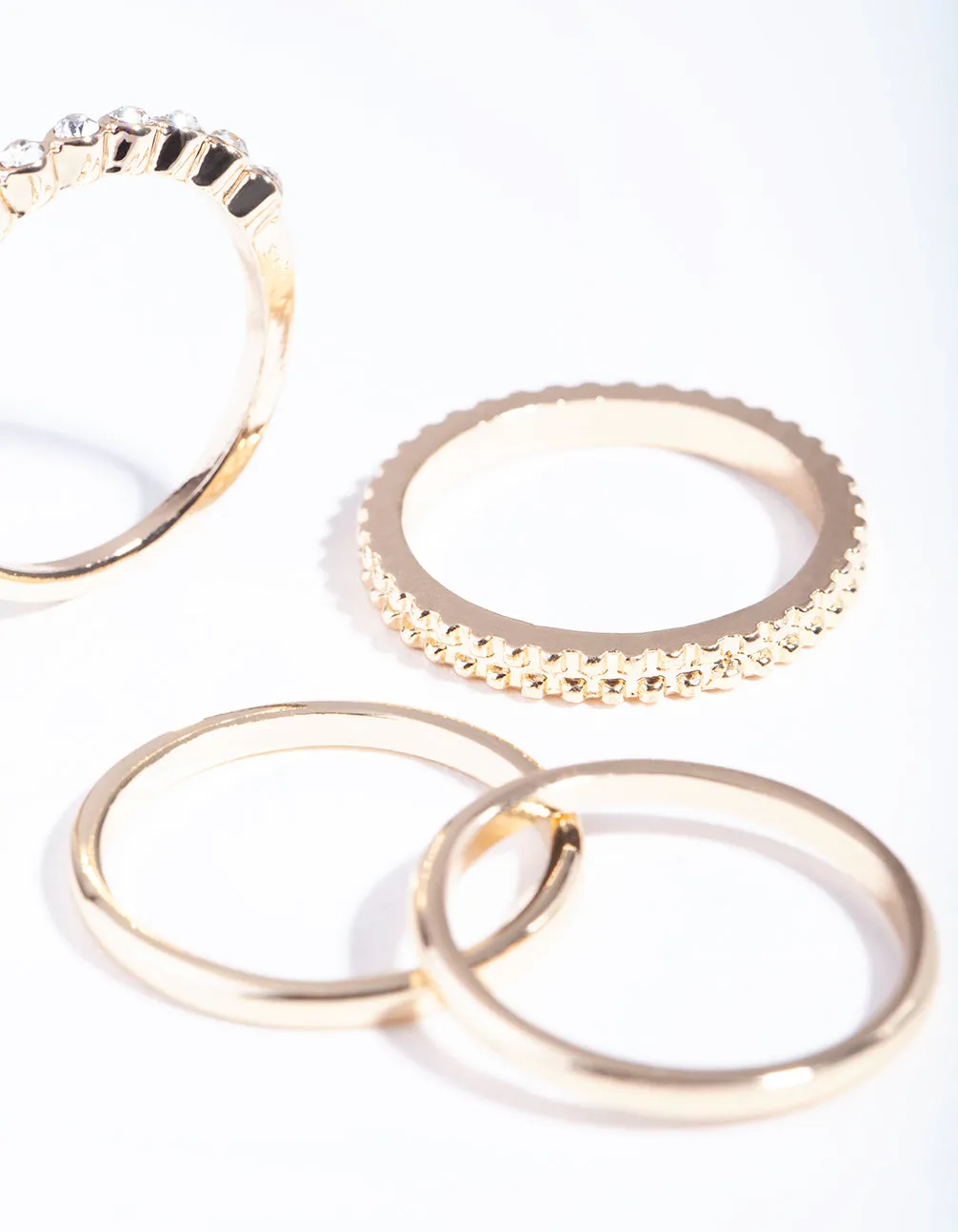 Gold Rainbow Diamante Ring 5 Pack