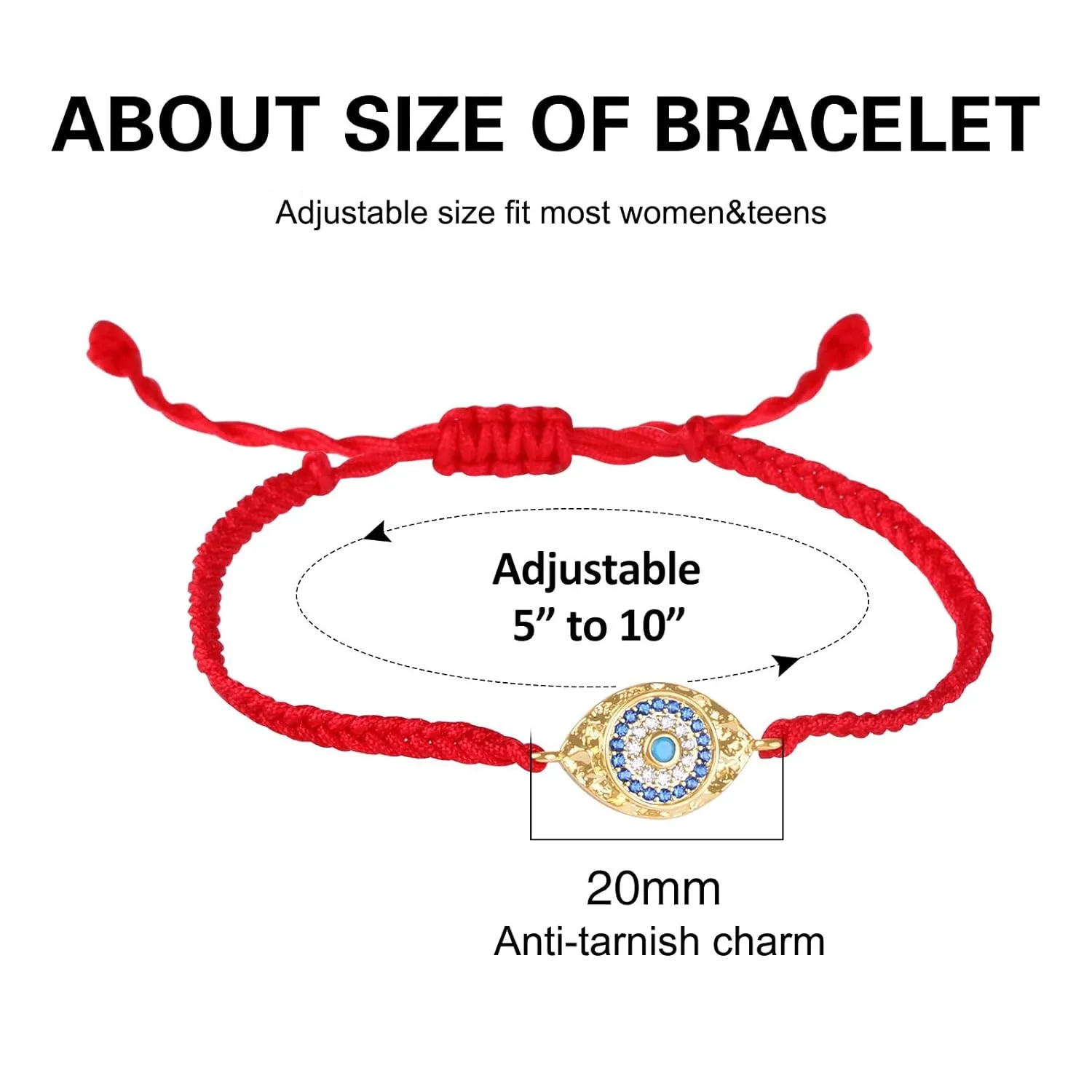 Handmade Gold Evil Eye Bracelets,Adjustable ojo Bracelet Protection Pink Red Evil Eye Jewelry Bracelet Hamsa Hand Amulet for Women (Evil eye red rope)
