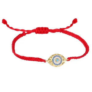 Handmade Gold Evil Eye Bracelets,Adjustable ojo Bracelet Protection Pink Red Evil Eye Jewelry Bracelet Hamsa Hand Amulet for Women (Evil eye red rope)