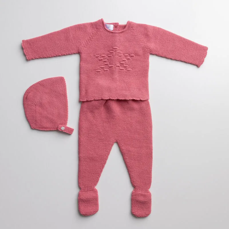 Little Star Three Piece Knitted Outfit for Newborns – 100% Organic Cotton (Available in 4 Colors)