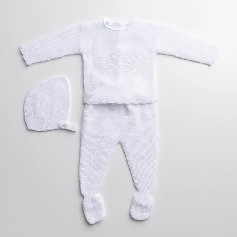Little Star Three Piece Knitted Outfit for Newborns – 100% Organic Cotton (Available in 4 Colors)