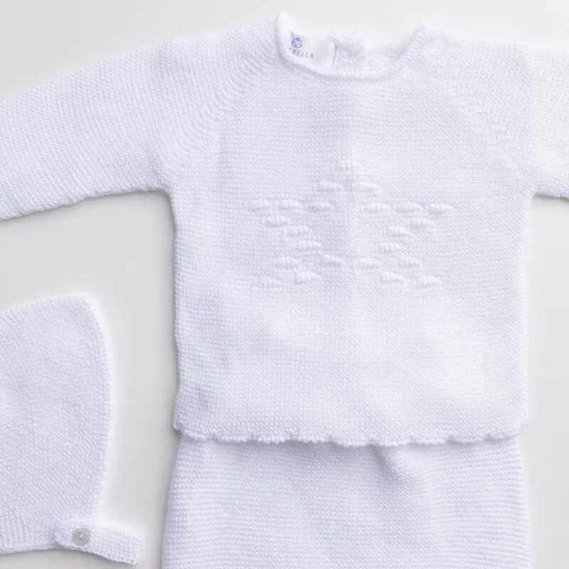 Little Star Three Piece Knitted Outfit for Newborns – 100% Organic Cotton (Available in 4 Colors)