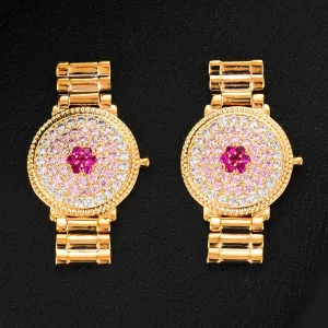 Luxury Square Cubic Zircon Crystal CZ Watch shape Earrings for Women