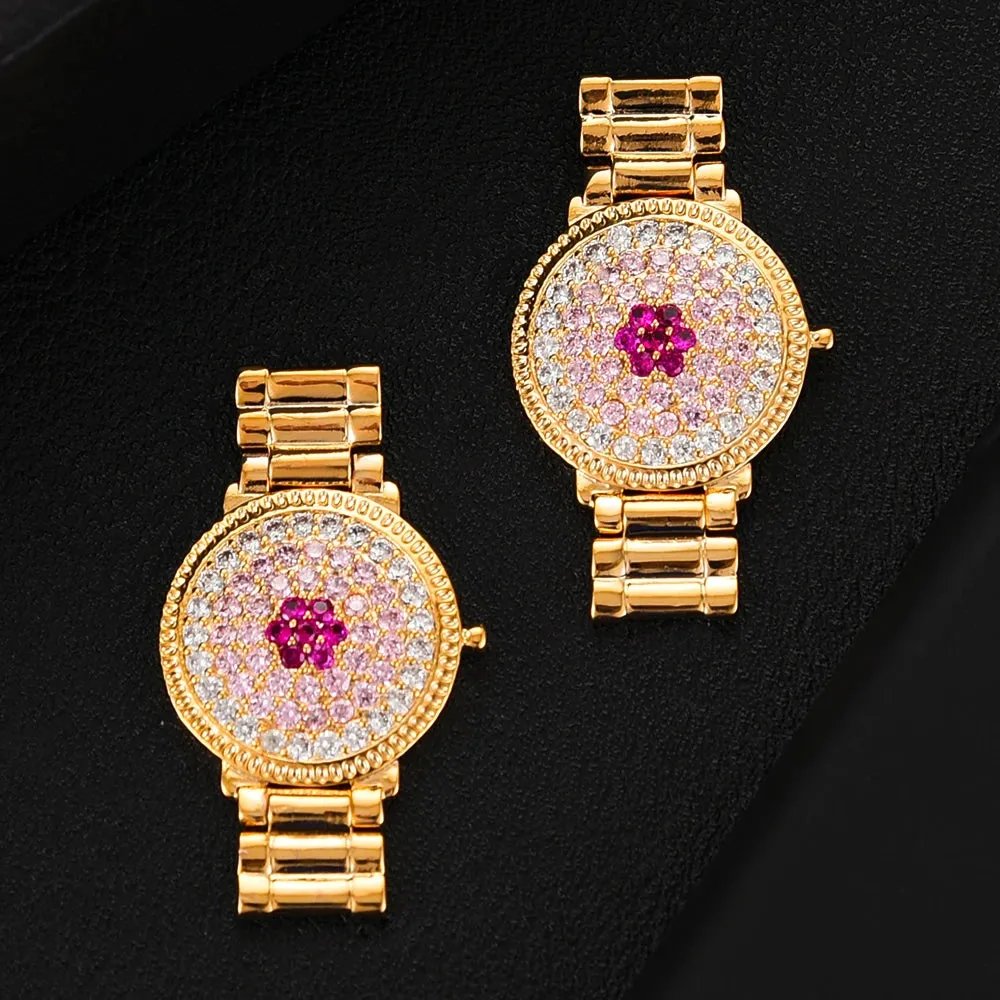 Luxury Square Cubic Zircon Crystal CZ Watch shape Earrings for Women