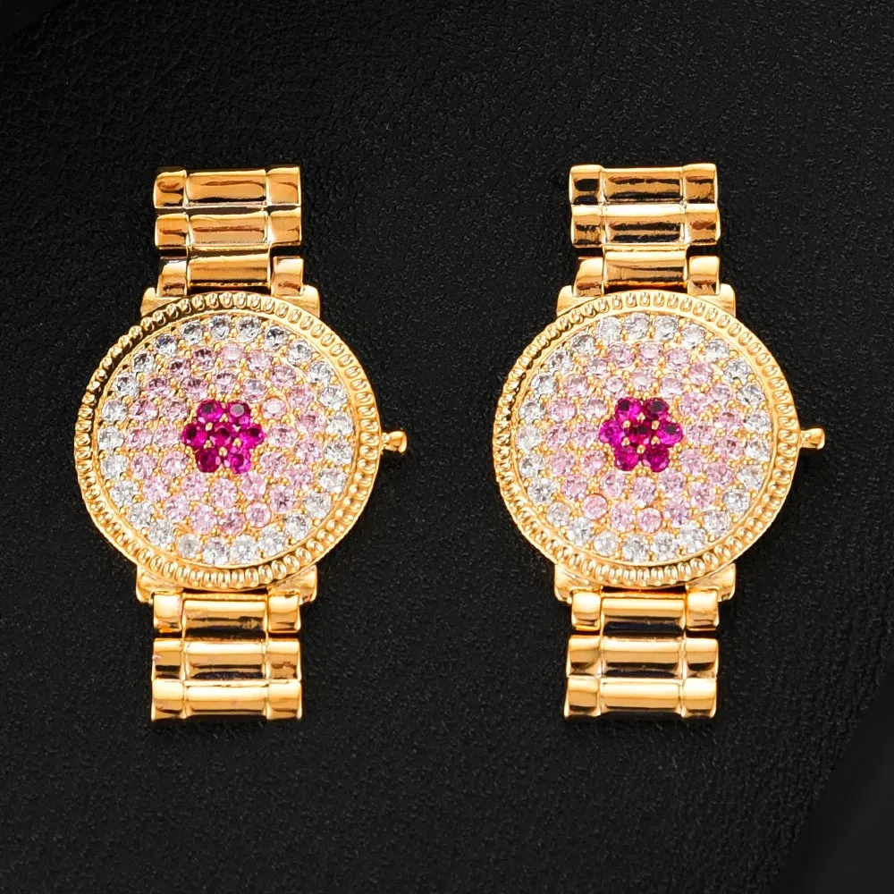 Luxury Square Cubic Zircon Crystal CZ Watch shape Earrings for Women