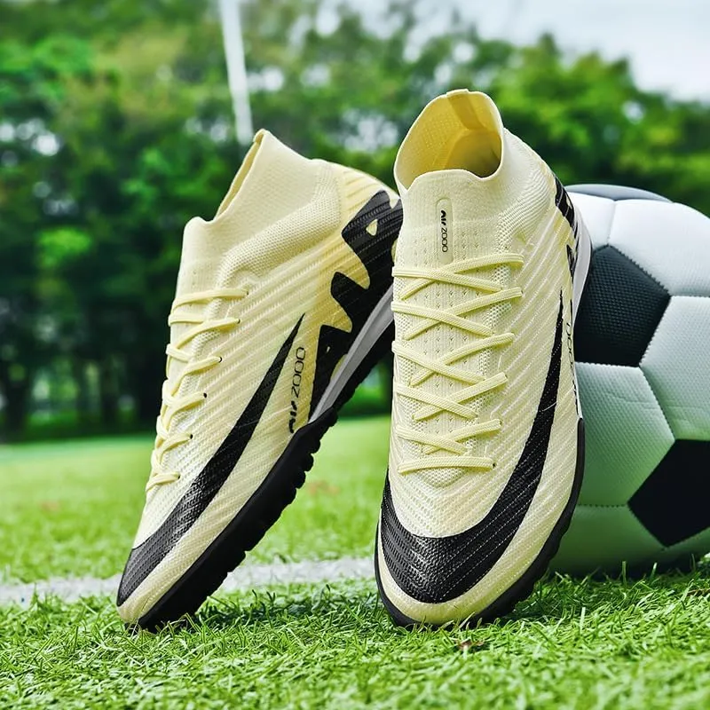 Men's Womens Soccer Shoes Football Cleats High-Tops Lace-Up Non-Slip Spikes Outdoor AG/FG Baseball Lacrosse Rugby Combat Boots