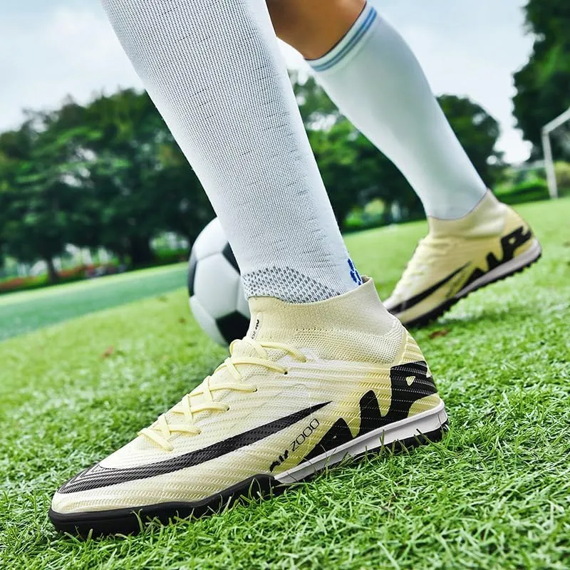 Men's Womens Soccer Shoes Football Cleats High-Tops Lace-Up Non-Slip Spikes Outdoor AG/FG Baseball Lacrosse Rugby Combat Boots