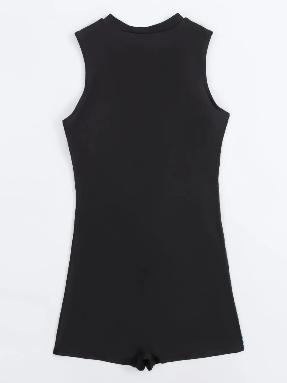 Monokini Short Sin Manga Negro Hojas Azules
