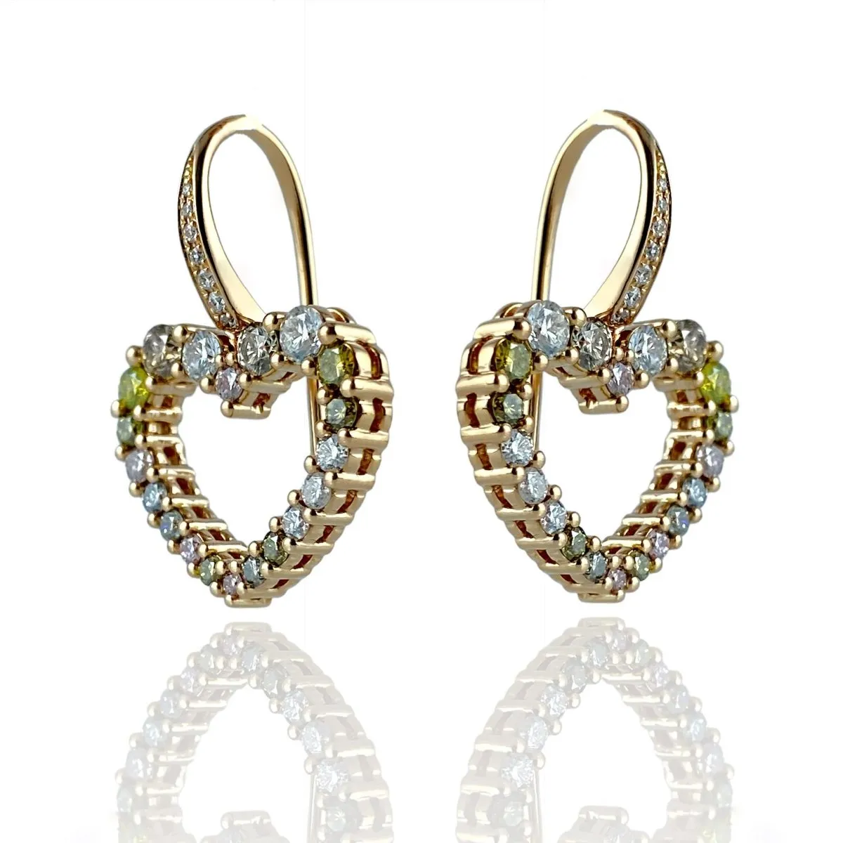 Orecchini cuore con diamanti fancy - Simmi Gioielli