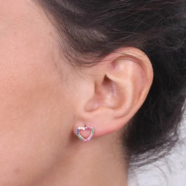 Orecchini Cuore in Argento a lobo con zirconi | Rohome