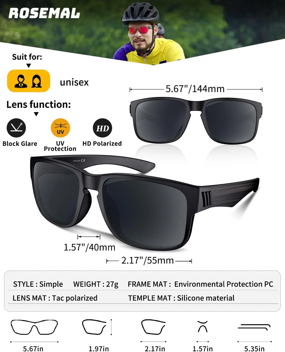 Polarized Sunglasses for Women Men Sports Sunglasses Driving Cycling Running Fishing Hiking Golf UV400 TR90