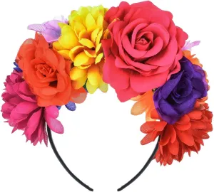 Rose Flower Crown Headband HalloweenCinco De Mayo Party Costume Headpiece NC26