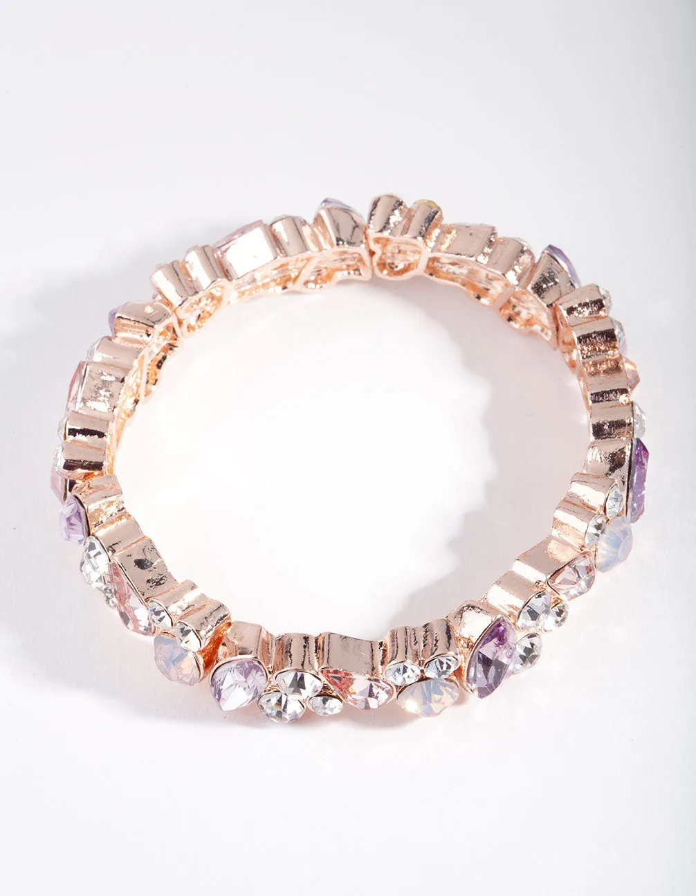Rose Gold Diamante Cluster Stretch Bracelet