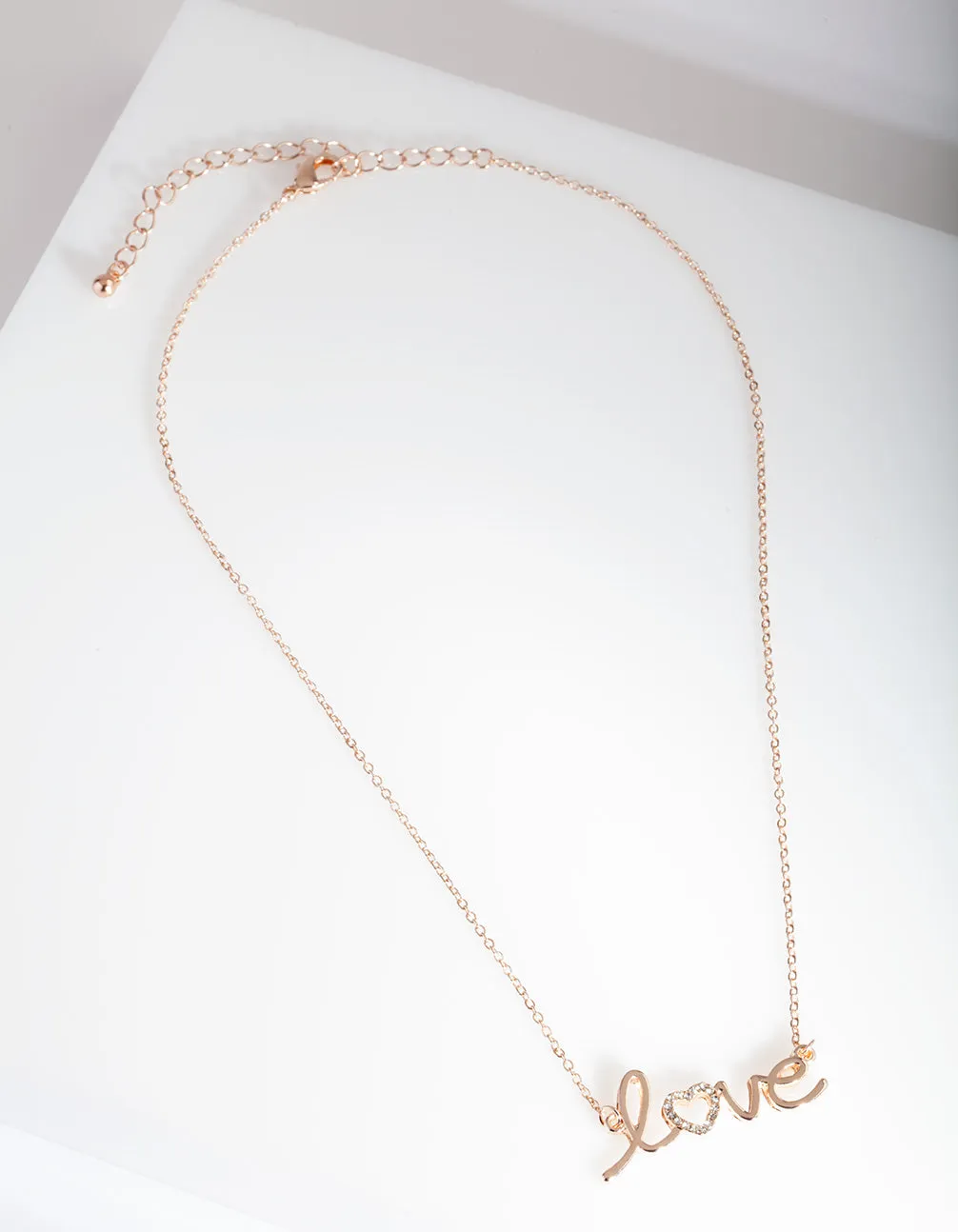 Rose Gold Diamante "Love" Necklace