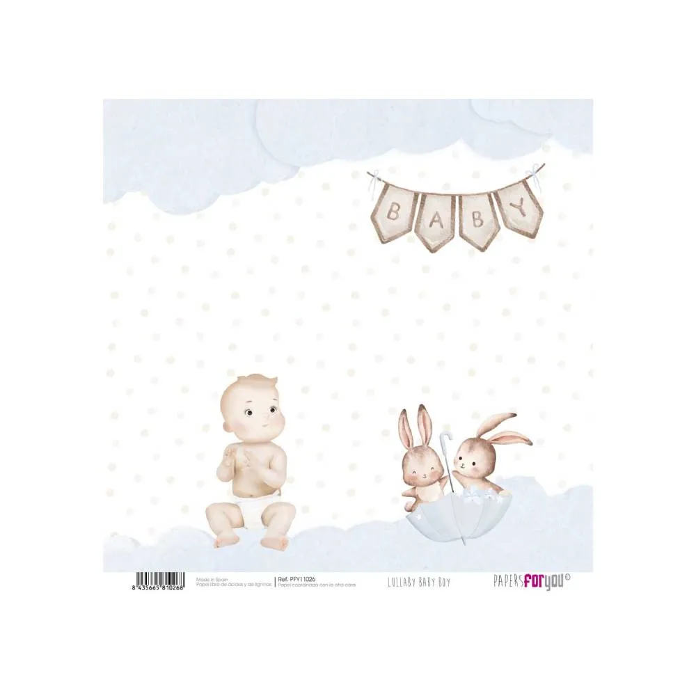 Set 24 Papeles Scrap 15x15cm Lullaby Baby Boy Papers For You