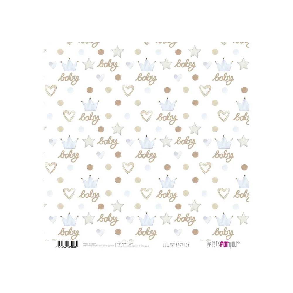 Set 24 Papeles Scrap 15x15cm Lullaby Baby Boy Papers For You